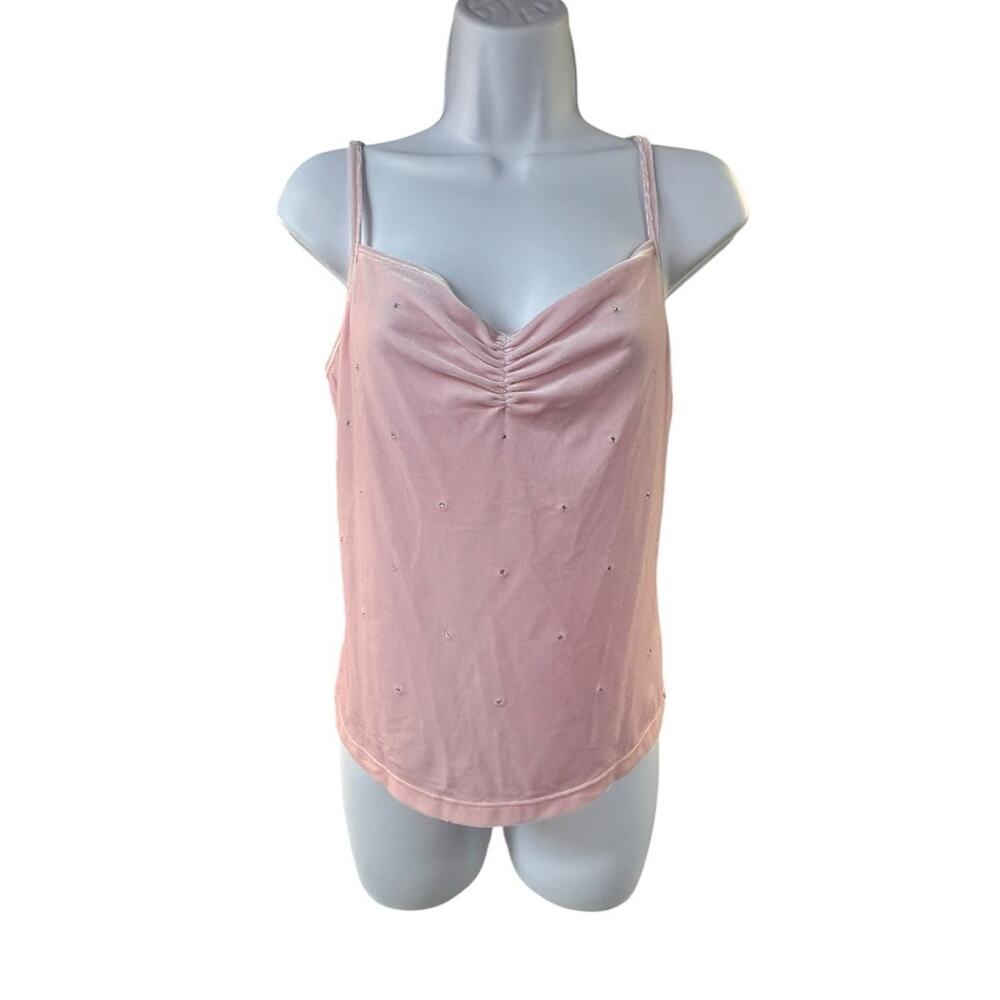 Cache Pink Velvet Camisole Top Sequin Embellished Y2K Glam Sleeveless Tank L
